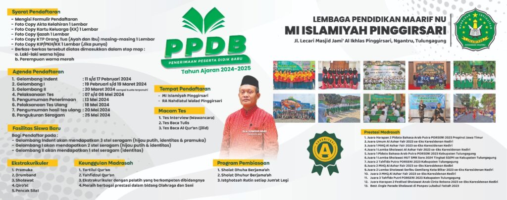 PPDB MI ISLAMIYAH PINGGIRSARI TAHUN PELAJARAN 2024/2025